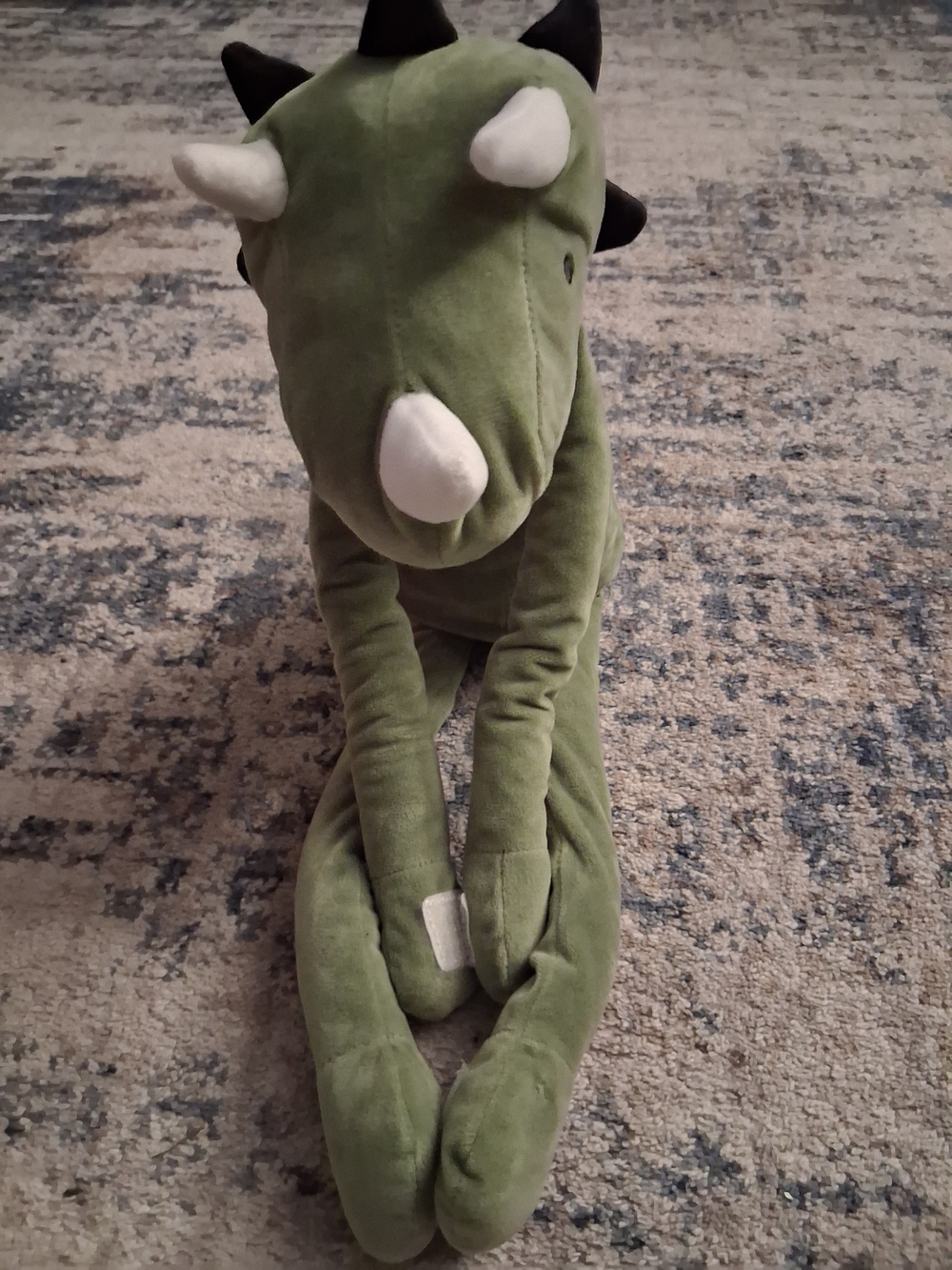 Pillowfort Olive Green Triceratops Plush with Cream Horns